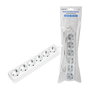 LogiLink Regleta de Enchufes 6 Tomas con Conector de Tierra, Blanco, Interruptor, 1.5m Cable, 250V, 3500W, 16A, IP20, LPS238