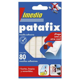Imedio Patafix Masilla de Fijación Adhesivo Blanco Removible 80 Pastillas, Set de 12 (Set de 12)