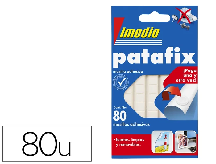 Imedio Patafix Masilla Adhesiva Removible Blister 80 Unidades para Fijar Objetos Pequeños en Hogar y Oficina Imedio Patafix Masilla Adhesiva Removible Blister 80 Unidades para Fijar Objetos Pequeños en Hogar y Oficina