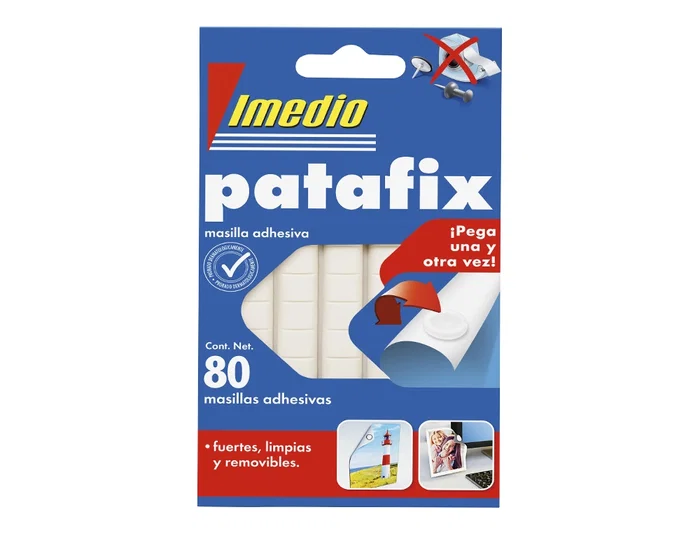 Imedio Patafix Masilla Adhesiva Removible Blister 80 Unidades para Fijar Objetos Pequeños en Hogar y Oficina Imedio Patafix Masilla Adhesiva Removible Blister 80 Unidades para Fijar Objetos Pequeños en Hogar y Oficina