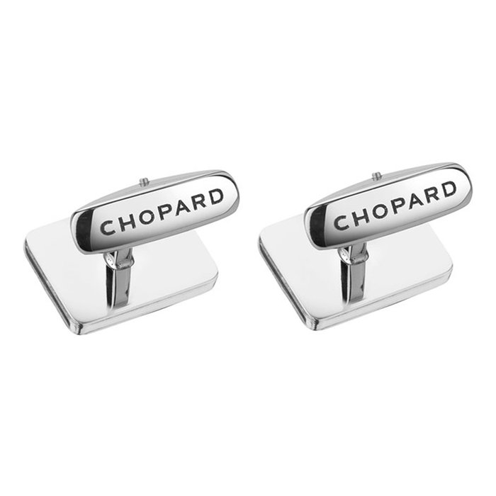 Chopard Gemelos con Decoración de Ónice en Acero Inoxidable Gris 2cm Chopard Gemelos con Decoración de Ónice en Acero Inoxidable Gris 2cm