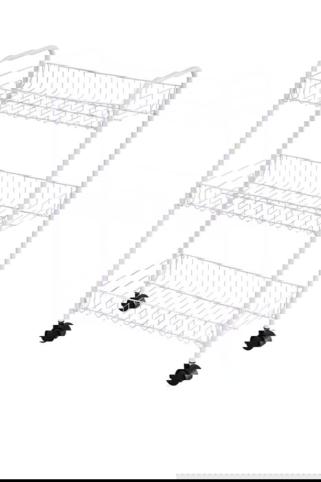 Inde - Verdulero de 3 Niveles en Metal, Color Blanco, Dimensiones 59.7 cm de Largo x 23.8 cm de Ancho x 6.5 cm de Alto (8 Unidades)