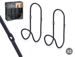 Giftdecor Set 2 Perchas Aro Negro Metal 15.5 cm Alto x 6 cm Ancho x 7 cm Largo (Set de 6)