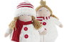 DKD Home Decor Figura de Navidad Tradicional para Niñas Poliester Rojo Blanco 11x28x17 cm (2 Unidades)