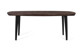 GINER Y COLOMER Mesa de Comedor 200 cm en Madera de Mango Color Nogal con Patas de Hierro Negro - Mesa Moderna Ovalada con Esquinas Redondeadas