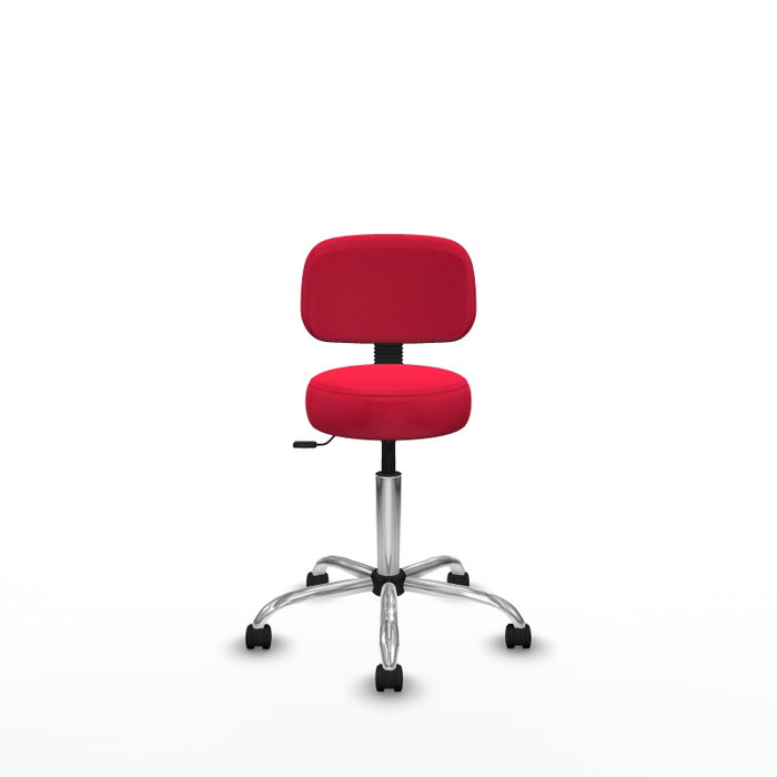 PIQUERAS Y CRESPO Silla Llanos giratoria roja con base cromada