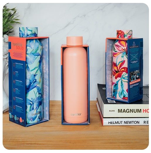 QUOKKA Botella Termo 630 ml de Acero Inoxidable con Colgador Color Naranja - Solid Orange