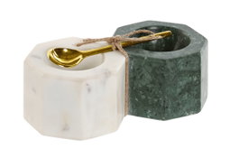 DKD Home Decor Set de 2 Especieros de Mármol y Metal con Cuchara