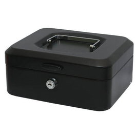 Bismark Caja de Caudales Metálica Negra con Bandeja y Cierre, Tamaño Mediana 20x9.5x15 cm. Referencia 318736