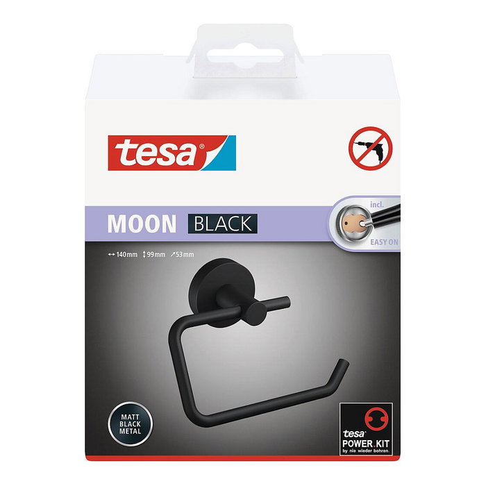 Tesa Portarrollos de papel higiénico MOON BLACK negro