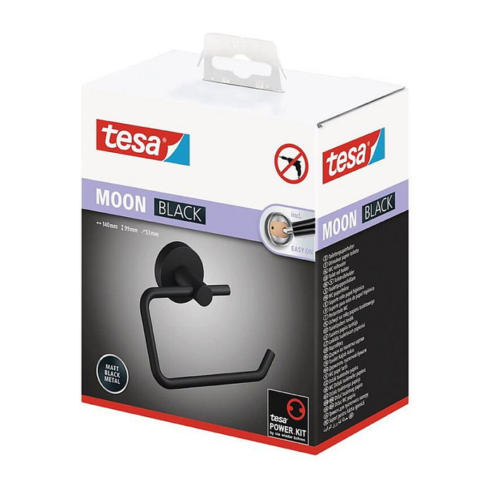 Tesa Portarrollos de papel higiénico MOON BLACK negro