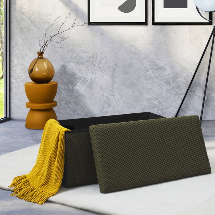 Home Deco Factory Banco-Puf Plegable Atom Caqui Colección Contemporain Estructura Madera Tapizado Poliéster Relleno Poliuretano Soporta 110 kg Medidas 76x38 cm Alto 38 cm