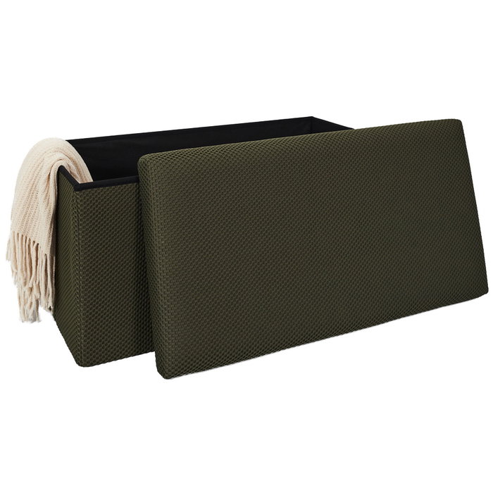 Home Deco Factory Banco-Puf Plegable Atom Caqui Colección Contemporain Estructura Madera Tapizado Poliéster Relleno Poliuretano Soporta 110 kg Medidas 76x38 cm Alto 38 cm