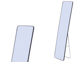 Giftdecor Espejo Rectangular Soporte Negro Vidrio Metal Plastico 36.3 x 147 x 3.2 cm