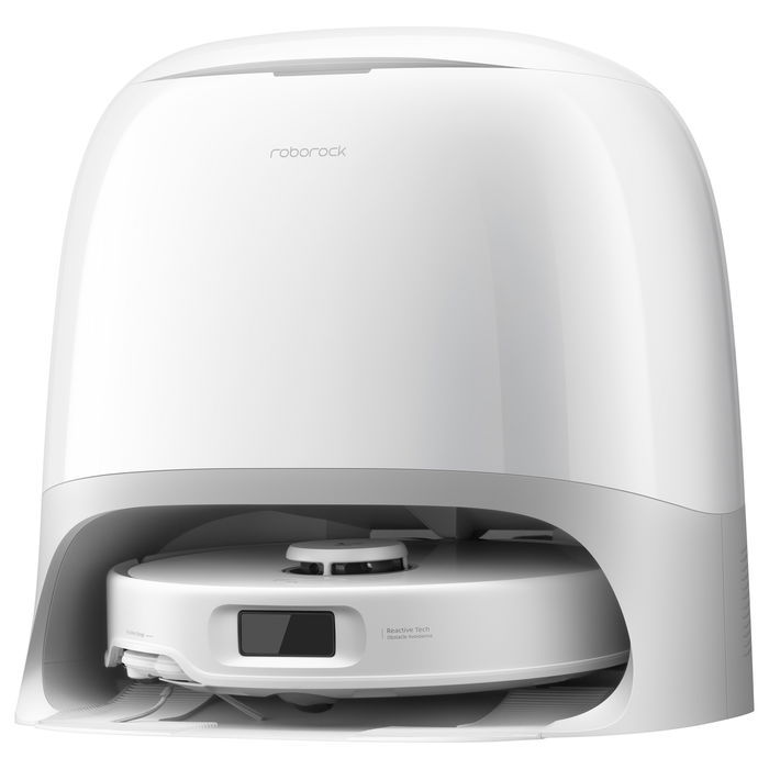 Roborock Qrevo Curv 5A1 Robot Aspirador y Fregador con Estación Base Multifunción Sin Bolsa, Color Negro y Blanco