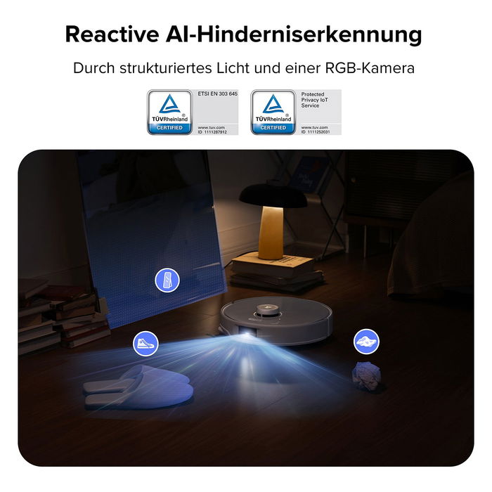 Roborock Qrevo Curv 5A1 Robot Aspirador y Fregador con Estación Base Multifunción Sin Bolsa, Color Negro y Blanco