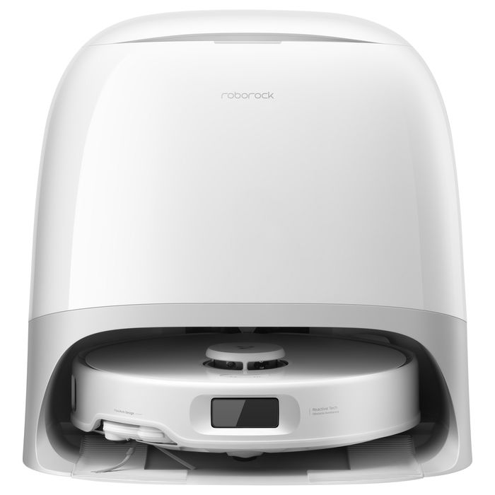 Roborock Qrevo Curv 5A1 Robot Aspirador y Fregador con Estación Base Multifunción Sin Bolsa, Color Negro y Blanco