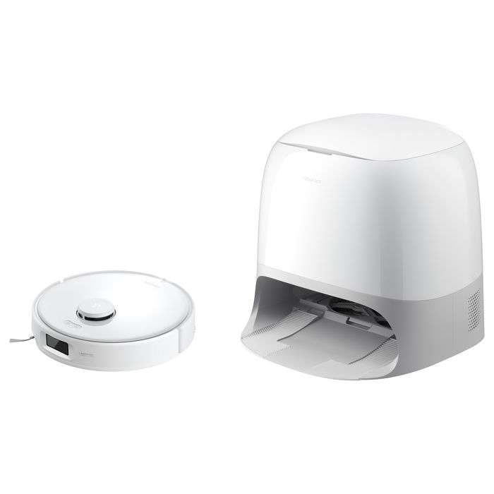 Roborock Qrevo Curv 5A1 Robot Aspirador y Fregador con Estación Base Multifunción Sin Bolsa, Color Negro y Blanco