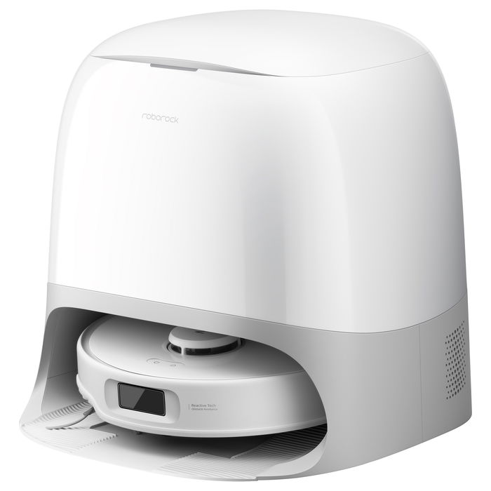 Roborock Qrevo Curv 5A1 Robot Aspirador y Fregador con Estación Base Multifunción Sin Bolsa, Color Negro y Blanco