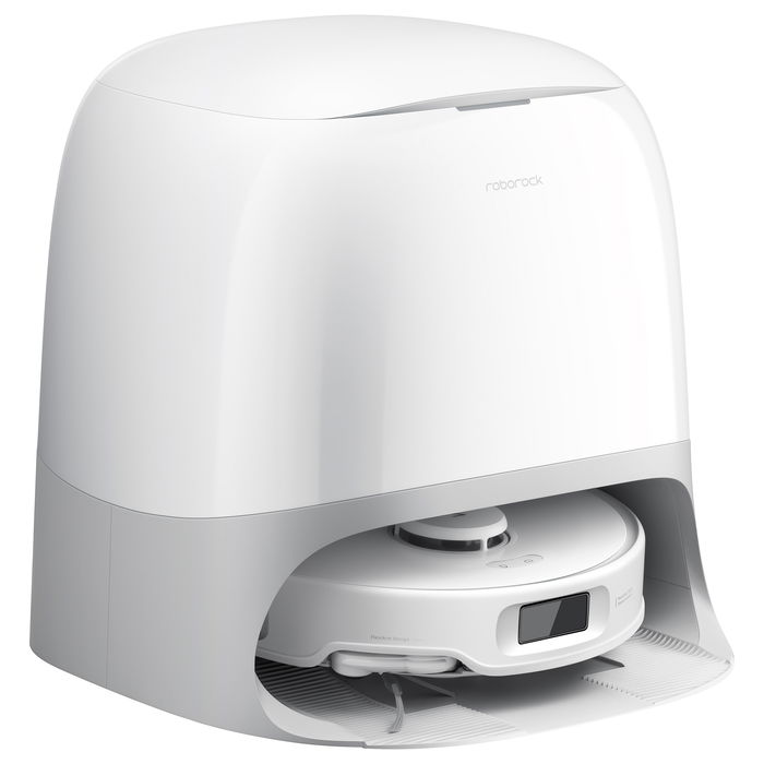 Roborock Qrevo Curv 5A1 Robot Aspirador y Fregador con Estación Base Multifunción Sin Bolsa, Color Negro y Blanco