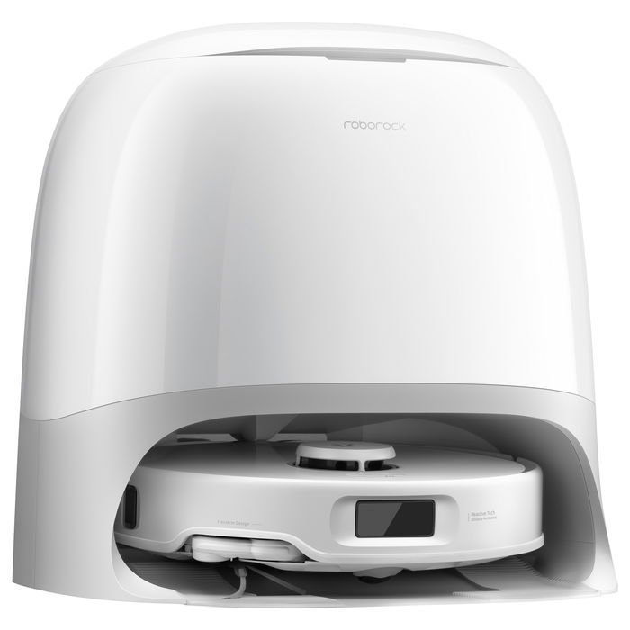 Roborock Qrevo Curv 5A1 Robot Aspirador y Fregador con Estación Base Multifunción Sin Bolsa, Color Negro y Blanco