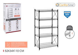 Confortime Estantería Metálica de 5 Niveles 52 cm (ancho) x 34 cm (largo) x 110 cm (alto) (2 Unidades)