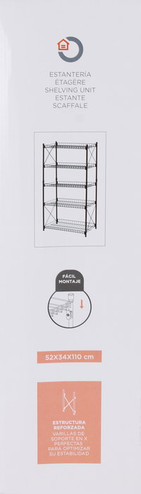 Confortime Estantería Metálica de 5 Niveles 52 cm (ancho) x 34 cm (largo) x 110 cm (alto) (2 Unidades)