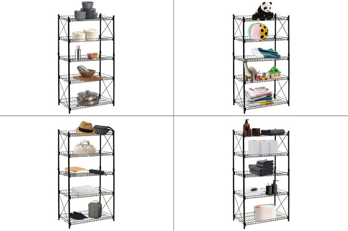 Confortime Estantería Metálica de 5 Niveles 52 cm (ancho) x 34 cm (largo) x 110 cm (alto) (2 Unidades)