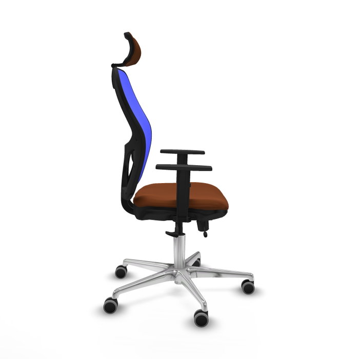 PIQUERAS Y CRESPO Silla de oficina Jorquera con mecanismo Sincro/Traslack, Marrón y Azul