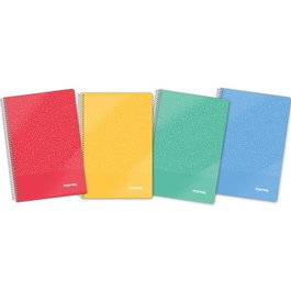 IMPREX Cuaderno Espiral Folio, Pauta 2.5 mm, 80 Hojas 90 gr, Tapa PP, Colores Surtidos (Set de 4) (Set de 4)