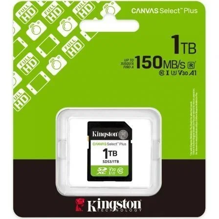 Kingston Tarjeta de Memoria SD Canvas Select Plus 1TB Clase 10 U3 V30 150MB/s SDS3/1TB