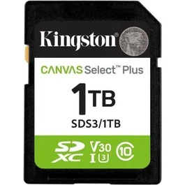 Kingston Tarjeta de Memoria SD Canvas Select Plus 1TB Clase 10 U3 V30 150MB/s SDS3/1TB