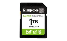 Kingston Tarjeta de Memoria SD Canvas Select Plus 1TB UHS-I U3 V30 Clase 10 Velocidad 150 MB/s para Grabación Full HD
