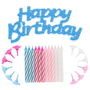 Party Time Juego de 24 Velas Aniversario con 12 Soportes y Decoración 'Happy Birthday'