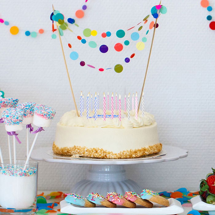 Party Time Juego de 24 Velas Aniversario con 12 Soportes y Decoración 'Happy Birthday'