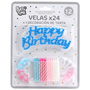 Party Time Juego de 24 Velas Aniversario con 12 Soportes y Decoración 'Happy Birthday'