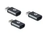 Conceptronic DONN05G Adaptador USB-C Macho a Micro USB Hembra Aluminio Negro, Pack de 3 unidades, Compatible con Android, Windows, Mac