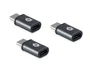 Conceptronic DONN05G Adaptador USB-C Macho a Micro USB Hembra Aluminio Negro, Pack de 3 unidades, Compatible con Android, Windows, Mac