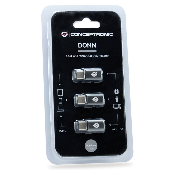 Conceptronic Pack de 3 Adaptadores USB-C Macho a Micro USB Hembra OTG