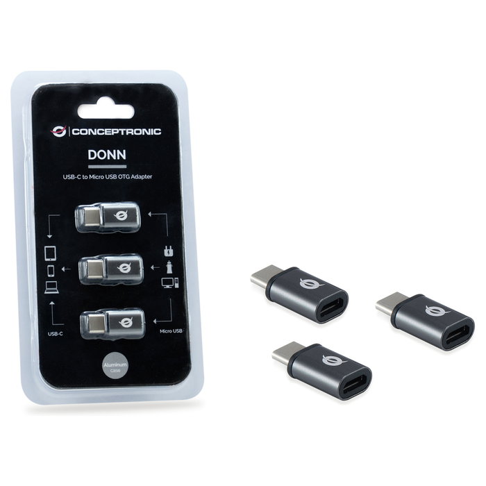 Conceptronic Pack de 3 Adaptadores USB-C Macho a Micro USB Hembra OTG