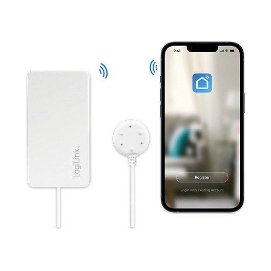 LogiLink SH0114 Sensor de detección de fugas de agua WiFi Smart Water Sensor compatible con Tuya