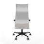 Sillón Albacete con mecanismo Sincro tapizada con Similpiel color Marrón y malla color Blanco. Equipado con Base nailon negra, Brazos 1D y Ruedas 65 mm parqué