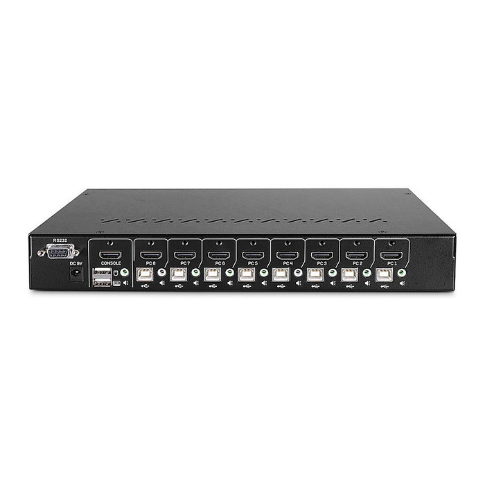 Lindy 39538 Conmutador KVM para Rack 1U, 8 Puertos HDMI 4K60 con USB 2.0, Audio y Pantalla LED, Soporta HDCP 2.2