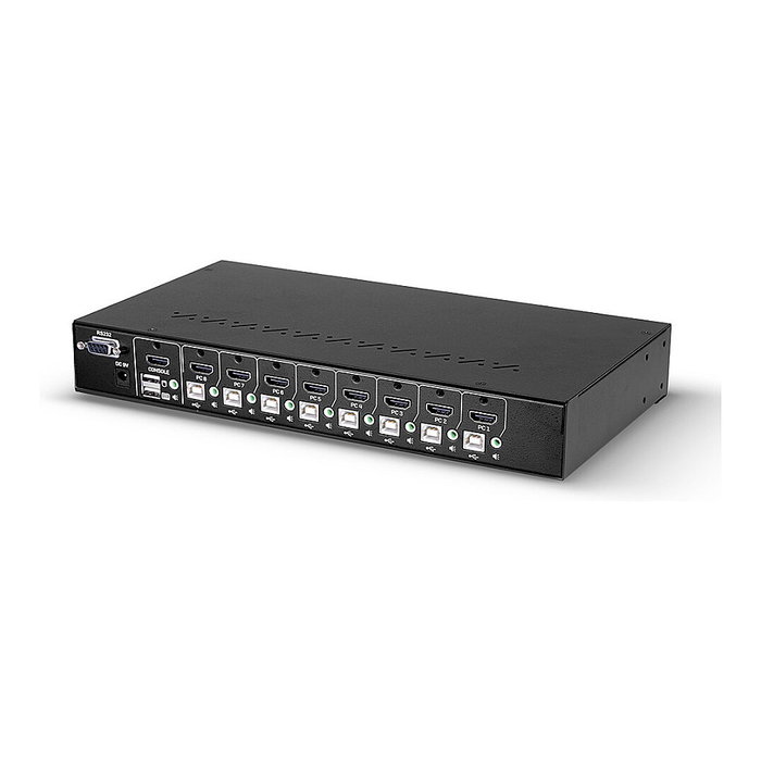 Lindy 39538 Conmutador KVM para Rack 1U, 8 Puertos HDMI 4K60 con USB 2.0, Audio y Pantalla LED, Soporta HDCP 2.2