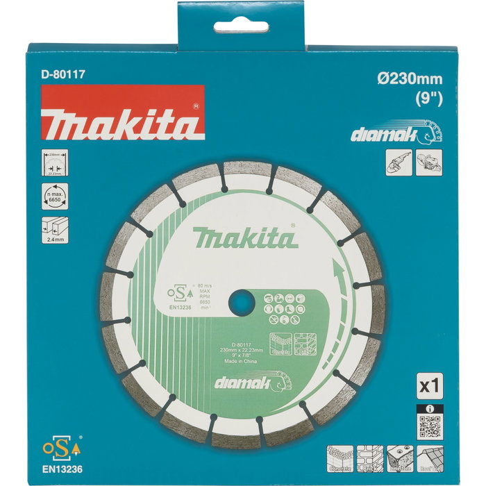 Makita D-80117 Diamak Disco de Corte de Diamante 230x22,23 mm Makita D-80117 Diamak Disco de Corte de Diamante 230x22,23 mm
