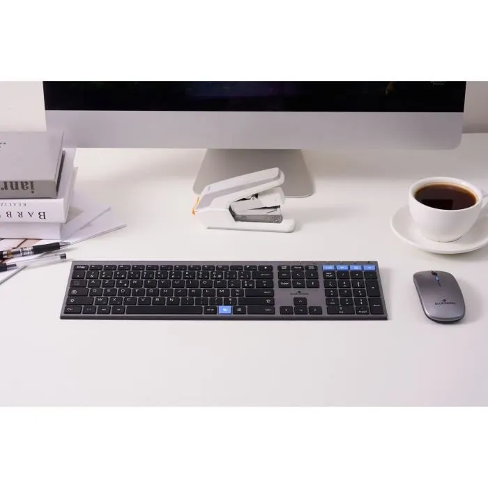 Bluestork BLU3760162052763 Conjunto Teclado y Ratón Inalámbricos AZERTY Metálico Silencioso Teclas de Tijera
