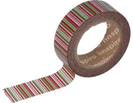 Innspiro Cinta Masking Tape Washi Serie Floral rayas colores 15mm x 10m