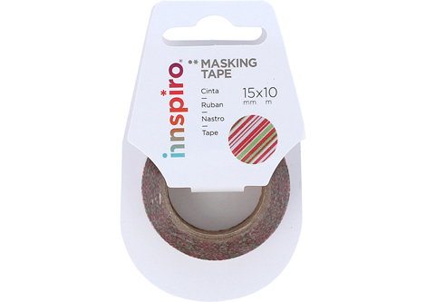 Innspiro Cinta Masking Tape Washi Serie Floral rayas colores 15mm x 10m