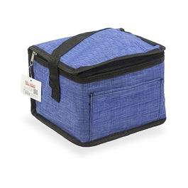 Hidalgo - Nevera portátil tipo bolsa 4.5 litros, diseño tejana azul con ribete y asa negra, con revestimiento isotérmico EPE de 5mm, medidas 20x15x15 cm