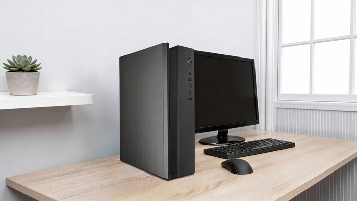 Tacens Caja PC ACSLIM500 Micro-ATX Slim Negro Mini Tower con Fuente de 500W, USB-C, USB 3.0, Refrigeración Avanzada y Diseño Dual (Horizontal/Vertical)